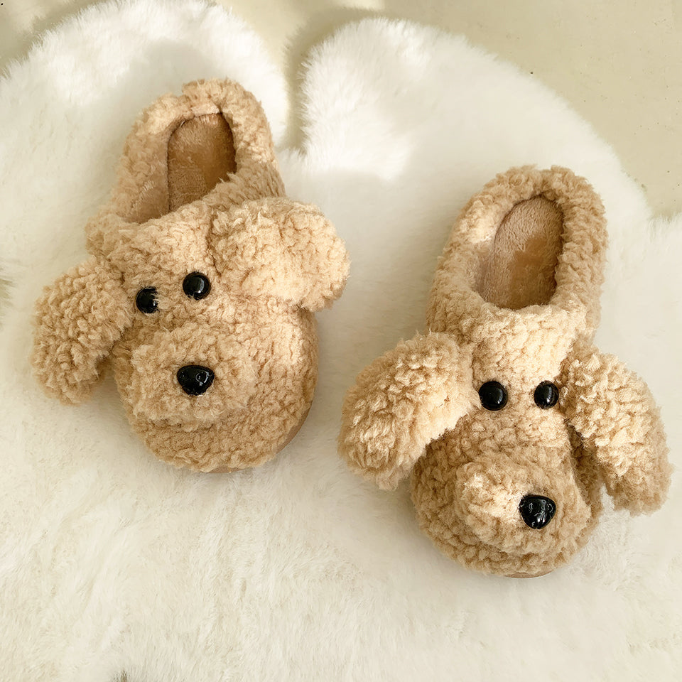 Fluffy Adorable Poodle Slippers - Golden Doodle Home Slippers