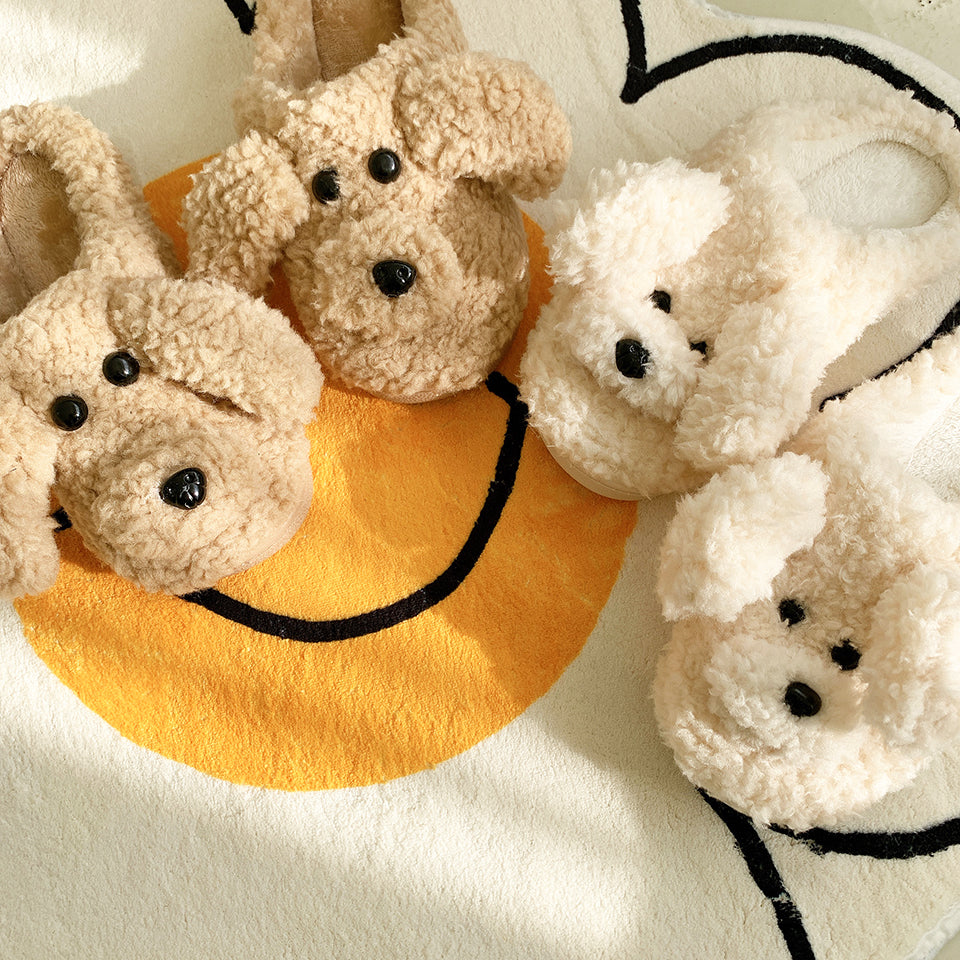 Fluffy Adorable Poodle Slippers - Golden Doodle Home Slippers