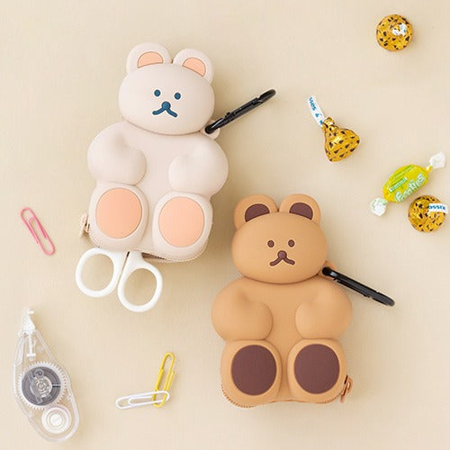 Brunch Brothers 3D Bear Silicone Pouches/ Coin Purse/ Bag Charm wallet/ Key Ring