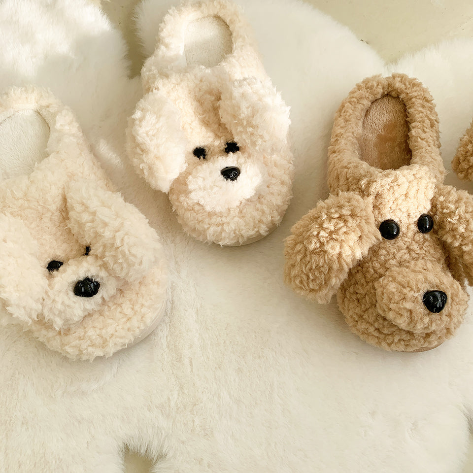 Fluffy Adorable Poodle Slippers - Golden Doodle Home Slippers