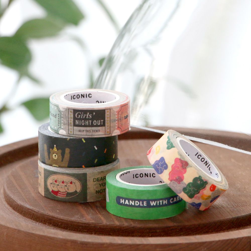 Vintage Mood Masking Tape-Bear, Jelly Bean, Ticket-decorate/scrapbook/photo deco