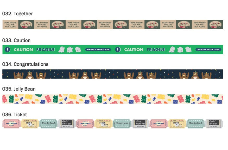 Vintage Mood Masking Tape-Bear, Jelly Bean, Ticket-decorate/scrapbook/photo deco
