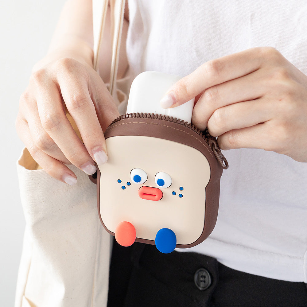 Brunch Brother Toast Silicone Pouch - iPod, earphone, coin purse, Mini Pouch Keyring/Bag Charm