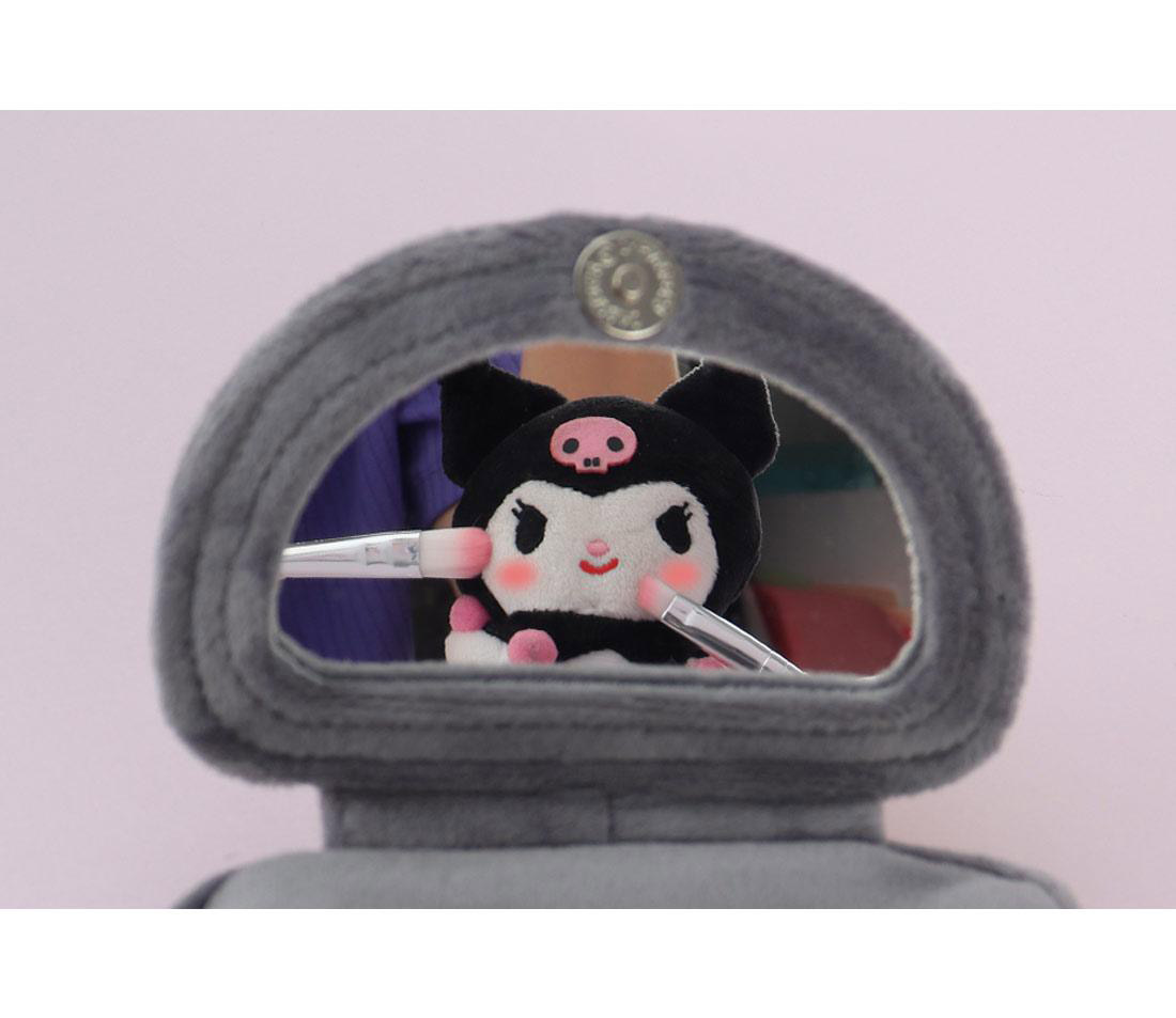 Kuromi Fluffy Coin Pouch with Keychain and Mirror