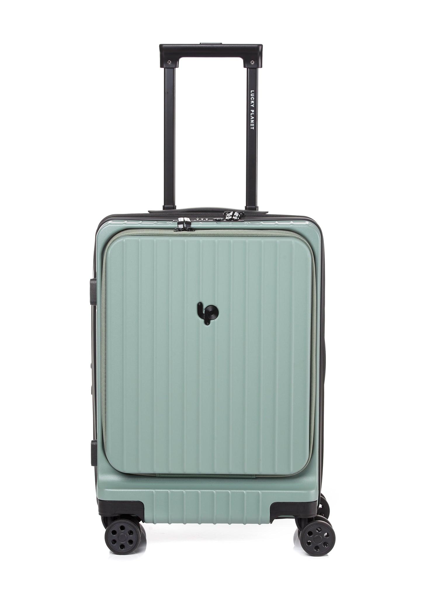 Gobeyond carry on suitcase Green with laptop pocket and cup holder