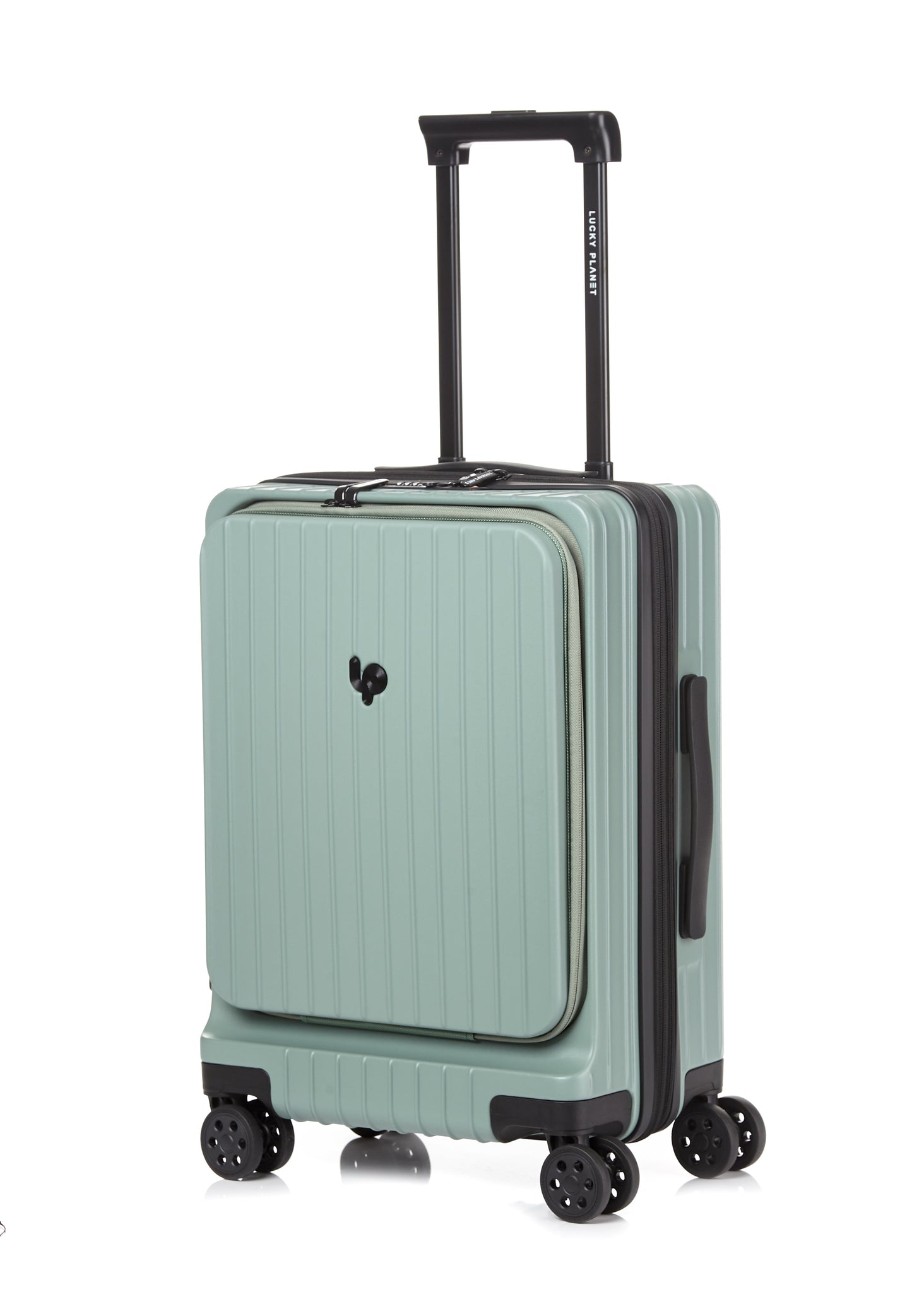Gobeyond carry on suitcase Green with laptop pocket and cup holder
