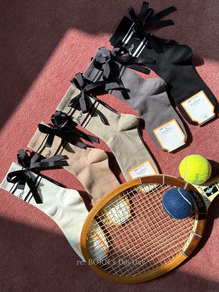 Balletcore Back Ribbon Ankle Socks- Lovely Unique tennis Socks