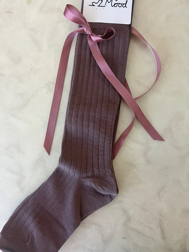 Balletcore ribbon long length knee Socks-Cotton, high Quality