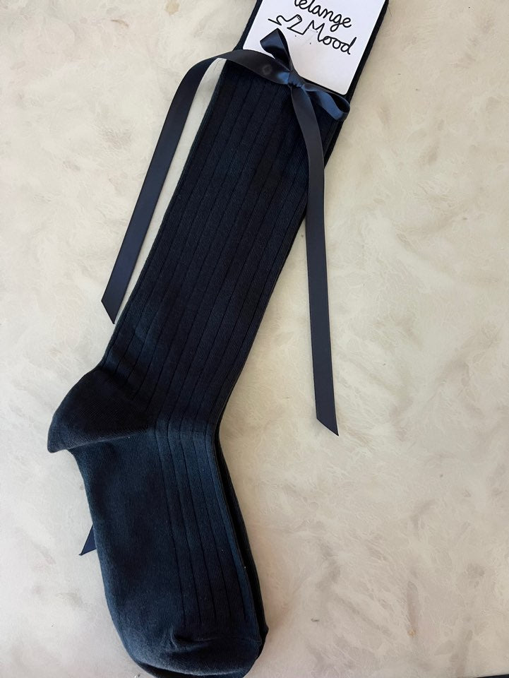 Balletcore ribbon long length knee Socks-Cotton, high Quality