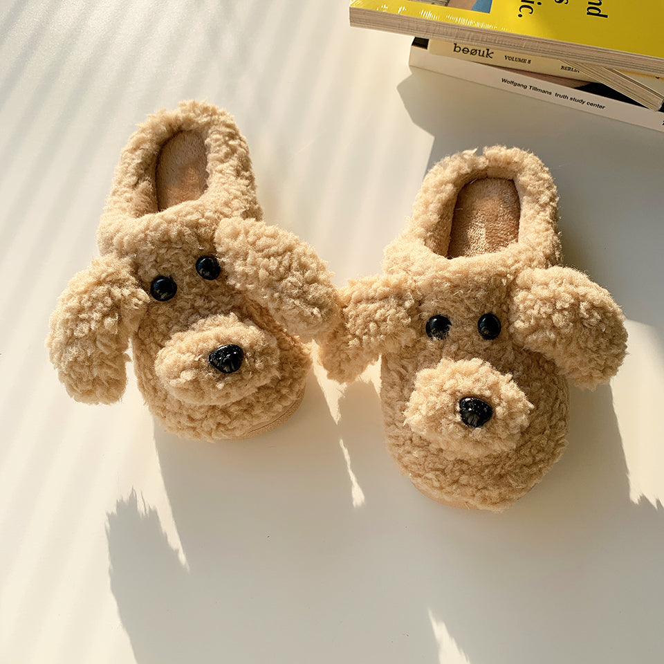 Fluffy Adorable Poodle Slippers - Golden Doodle Home Slippers