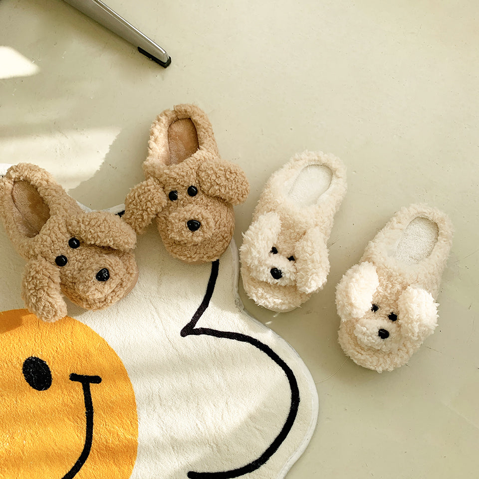Fluffy Adorable Poodle Slippers - Golden Doodle Home Slippers