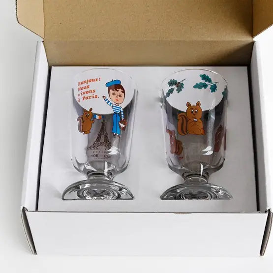 1537 Vintage Glass Cup- S 2Pcs Gift SET Drinkware