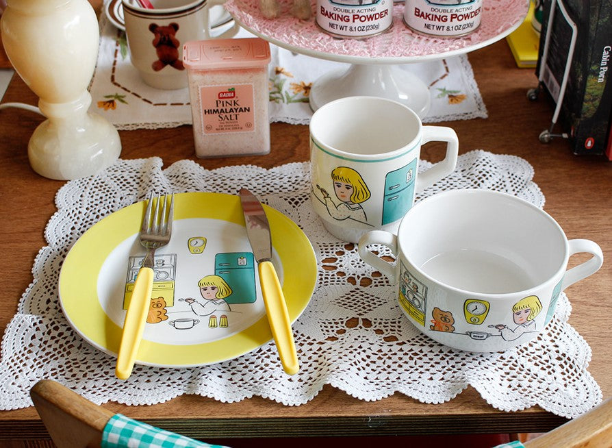 1537 Cafe Plates + Mug cup Set For Two Set