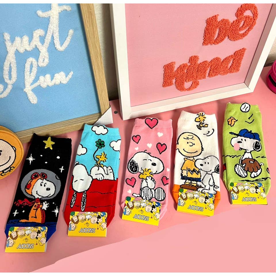 Peeanuts Snoopy Charlie Brown ankle Socks/ Cotton Ultra Soft women Socks-5Pcs