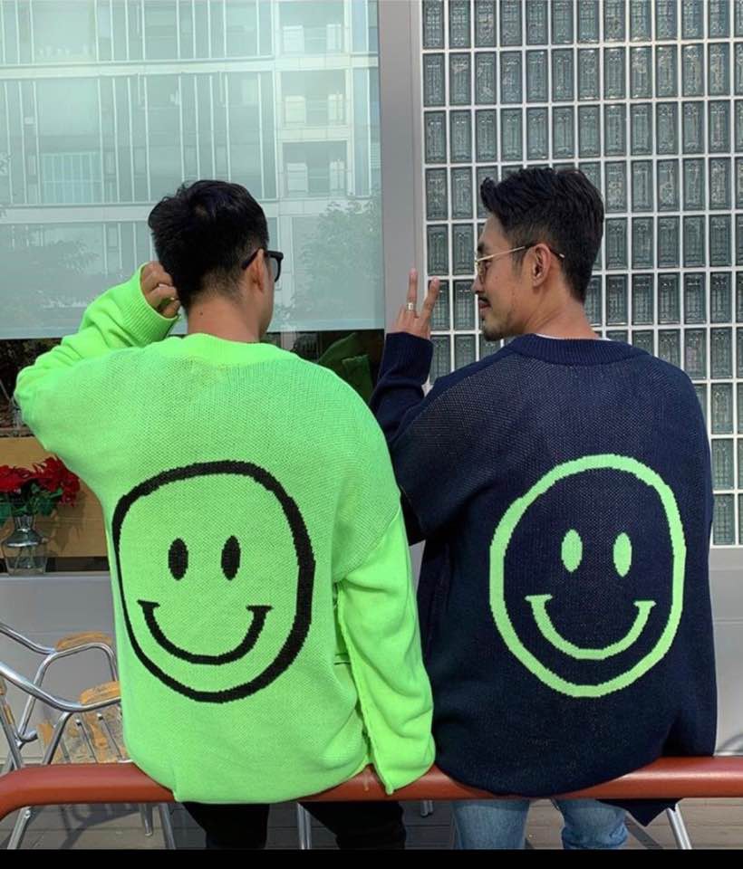 Neon smile cardigan- one size over fit - Luckyplanetusa