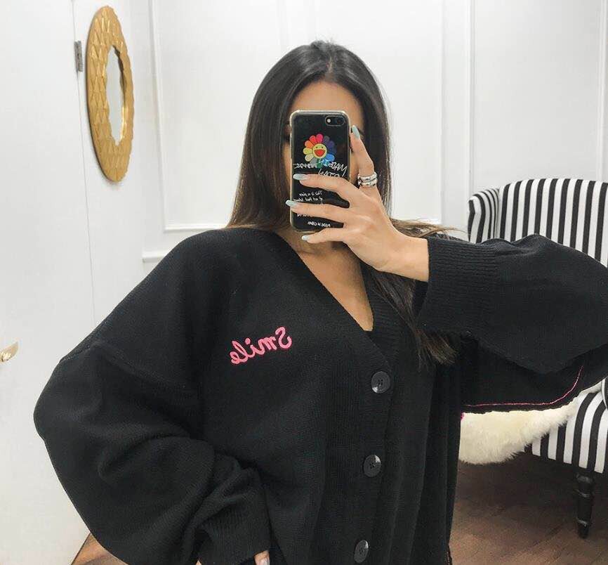 Neon smile cardigan- one size over fit - Luckyplanetusa