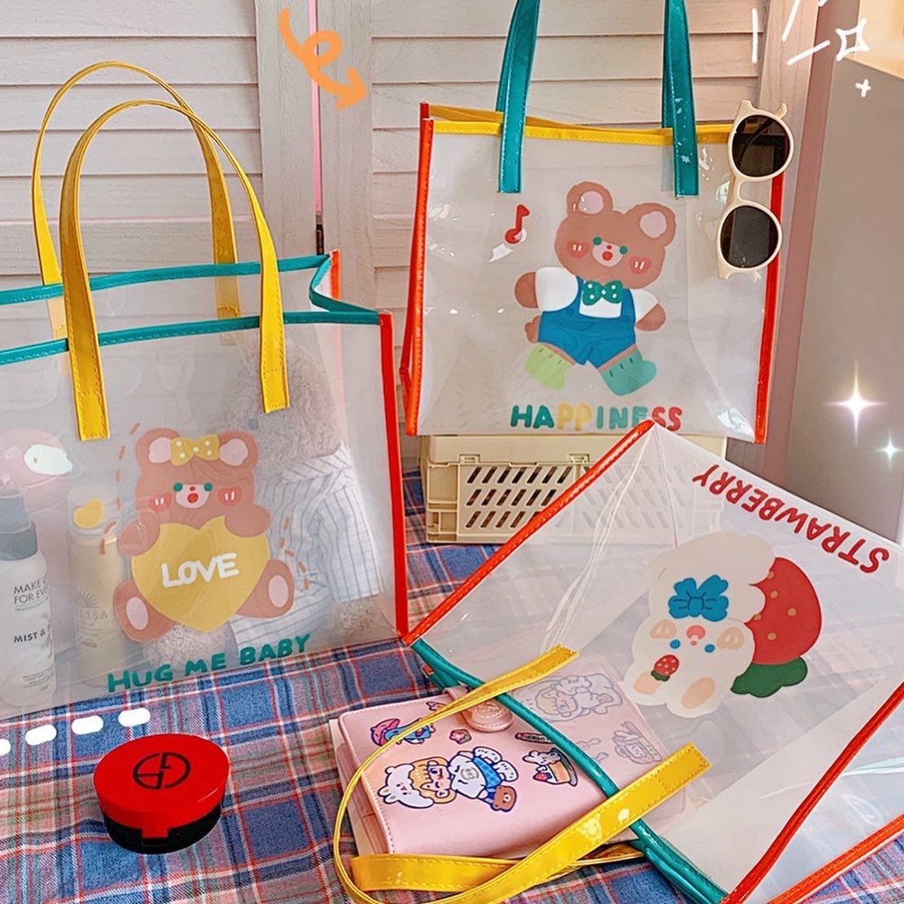 Transparent jelly bear/ bunny shoulder Bag / daily bag / Clear Jelly bag
