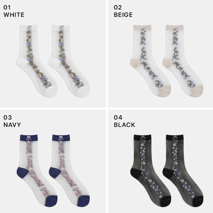 Vintage Flower Sheer Socks