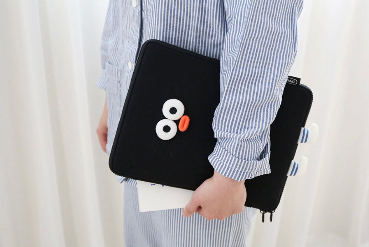 Fuzzy googly eyes pompom 11” iPad pouch