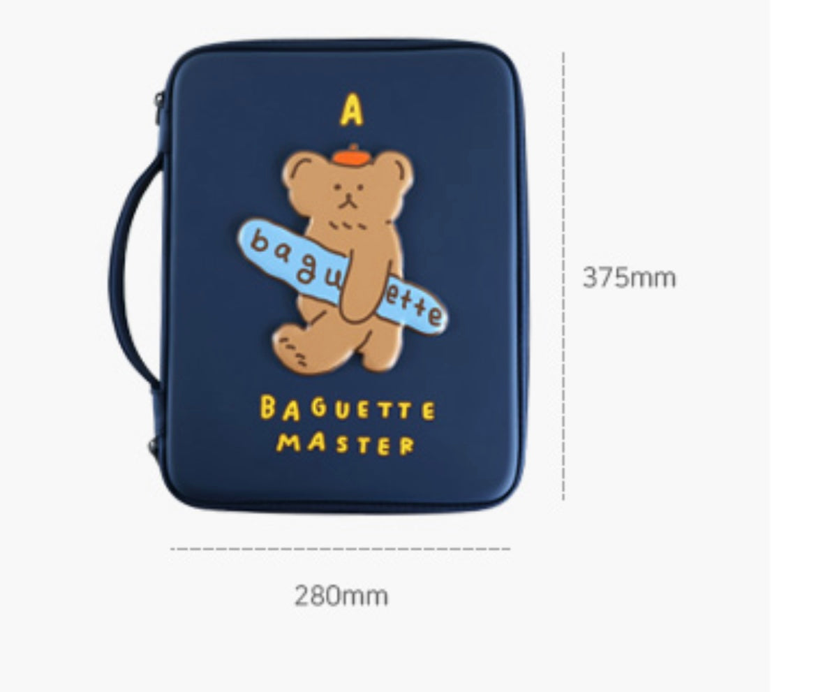 Baguette Bear Eva hard case with handle 13” laptop pouch