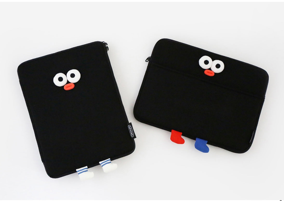 Fuzzy googly eyes pompom 11” iPad pouch