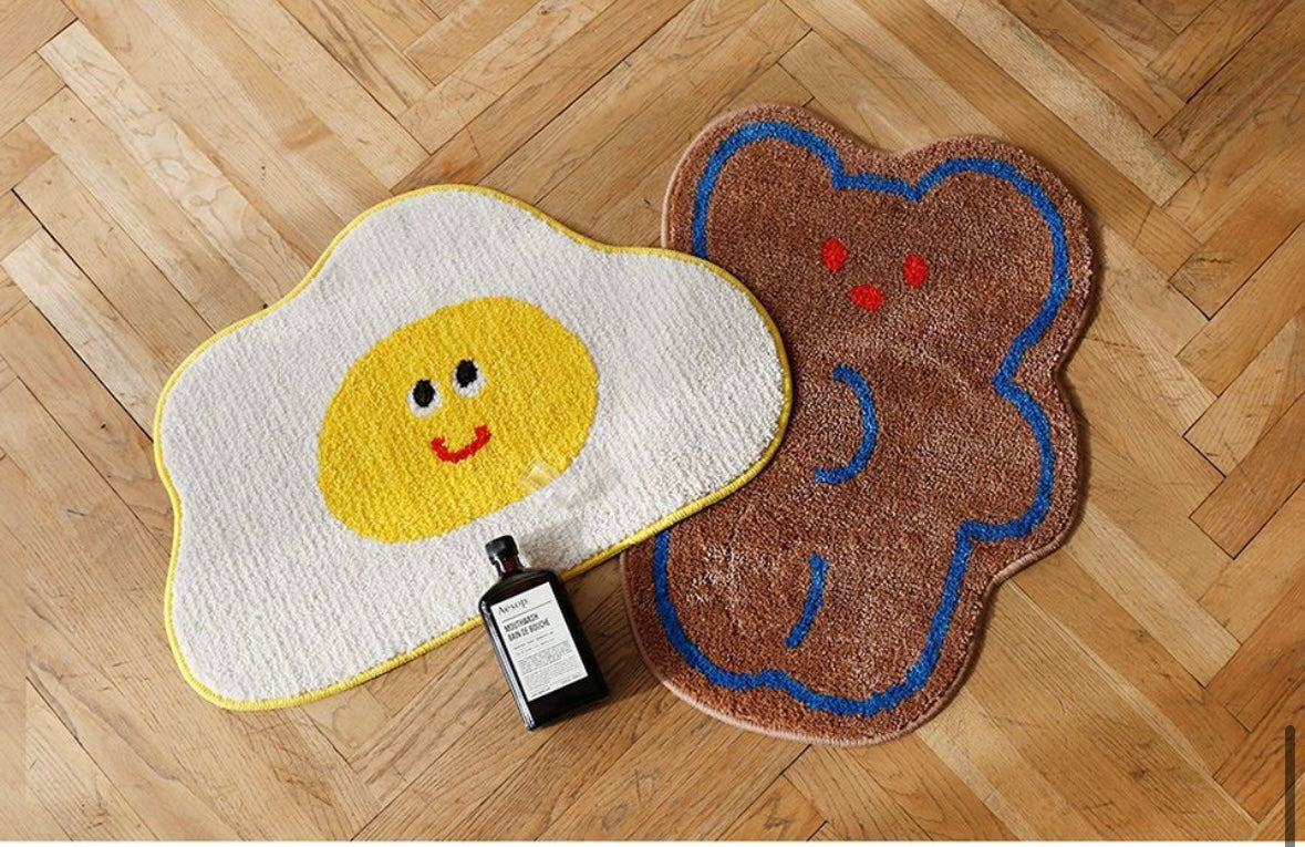 Cute Shaped Tufted Bath Rug- Egg, Bear