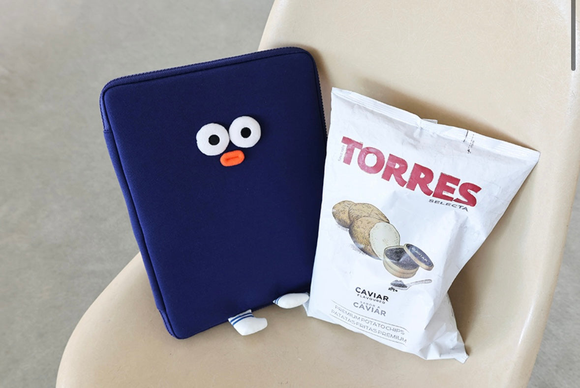 Fuzzy googly eyes pompom 11” iPad pouch