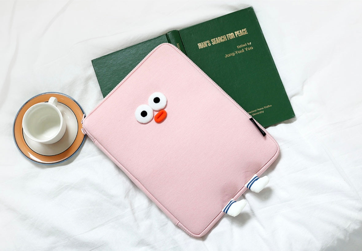Fuzzy googly eyes pompom 11” iPad pouch