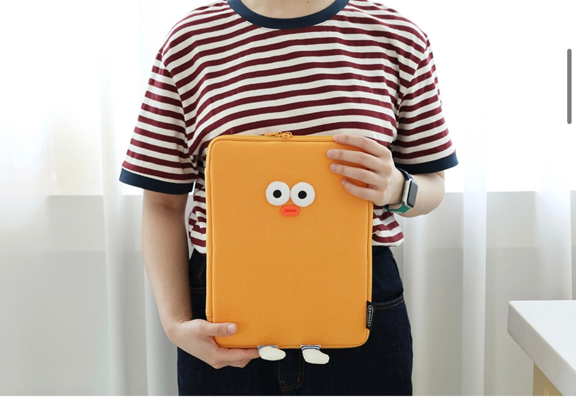 Fuzzy googly eyes pompom 11” iPad pouch