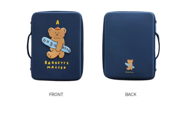 Baguette Bear Eva hard case with handle 13” laptop pouch