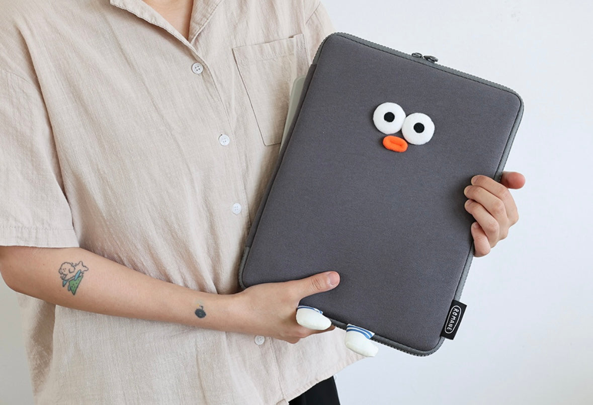 Fuzzy googly eyes pompom 11” iPad pouch