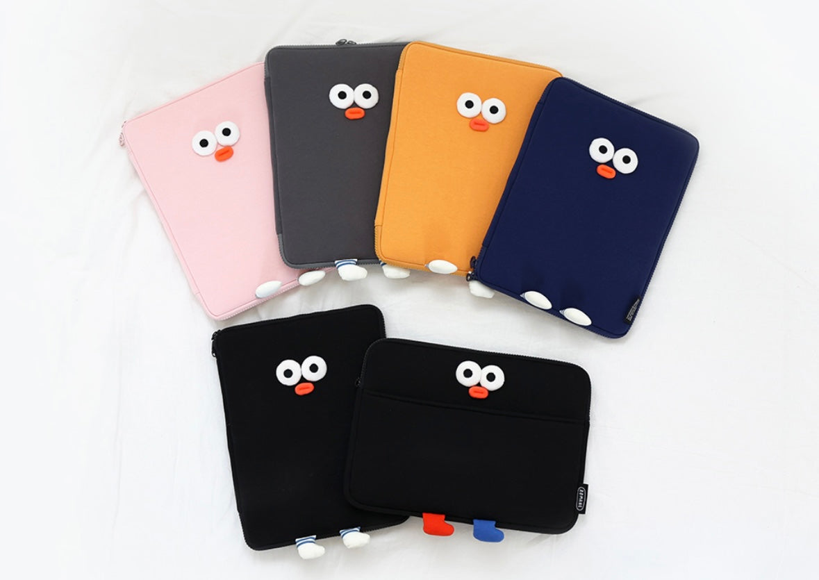 Fuzzy googly eyes pompom 11” iPad pouch