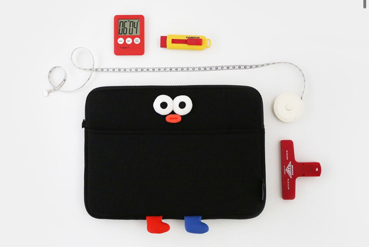Fuzzy googly eyes pompom 11” iPad pouch