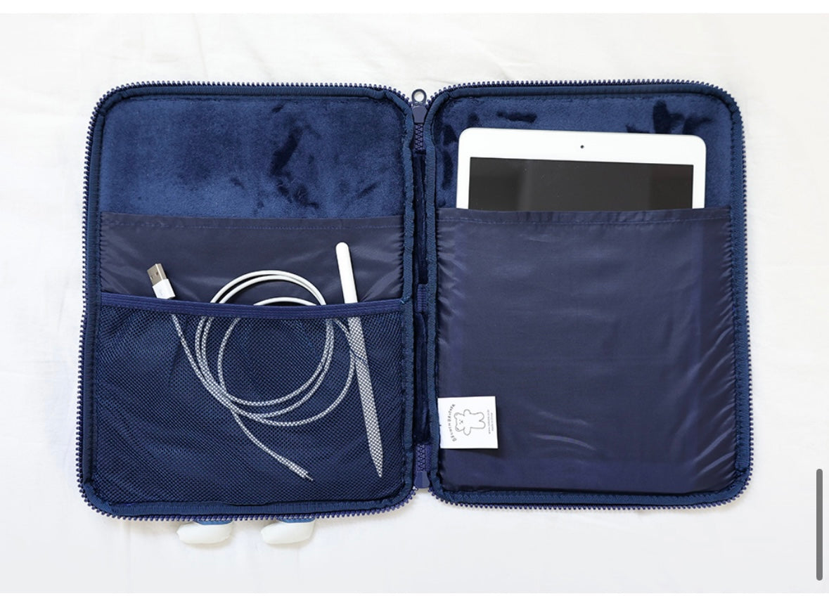 Fuzzy googly eyes pompom 11” iPad pouch