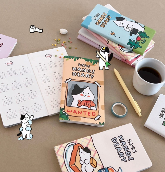 2026 Handy Diary — Cat-Themed Illustrated Planner (Random)