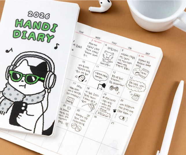 2026 Handy Diary — Cat-Themed Illustrated Planner (Random)