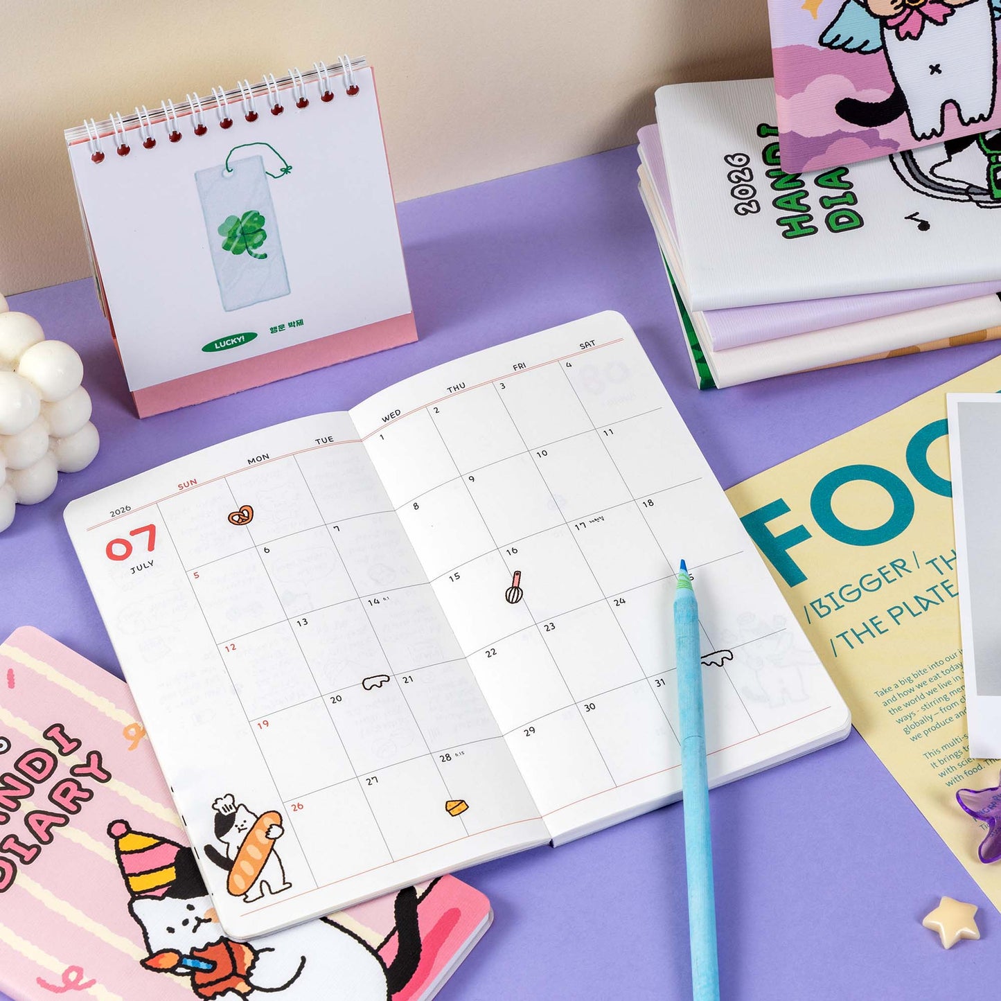 2026 Handy Diary — Cat-Themed Illustrated Planner (Random)