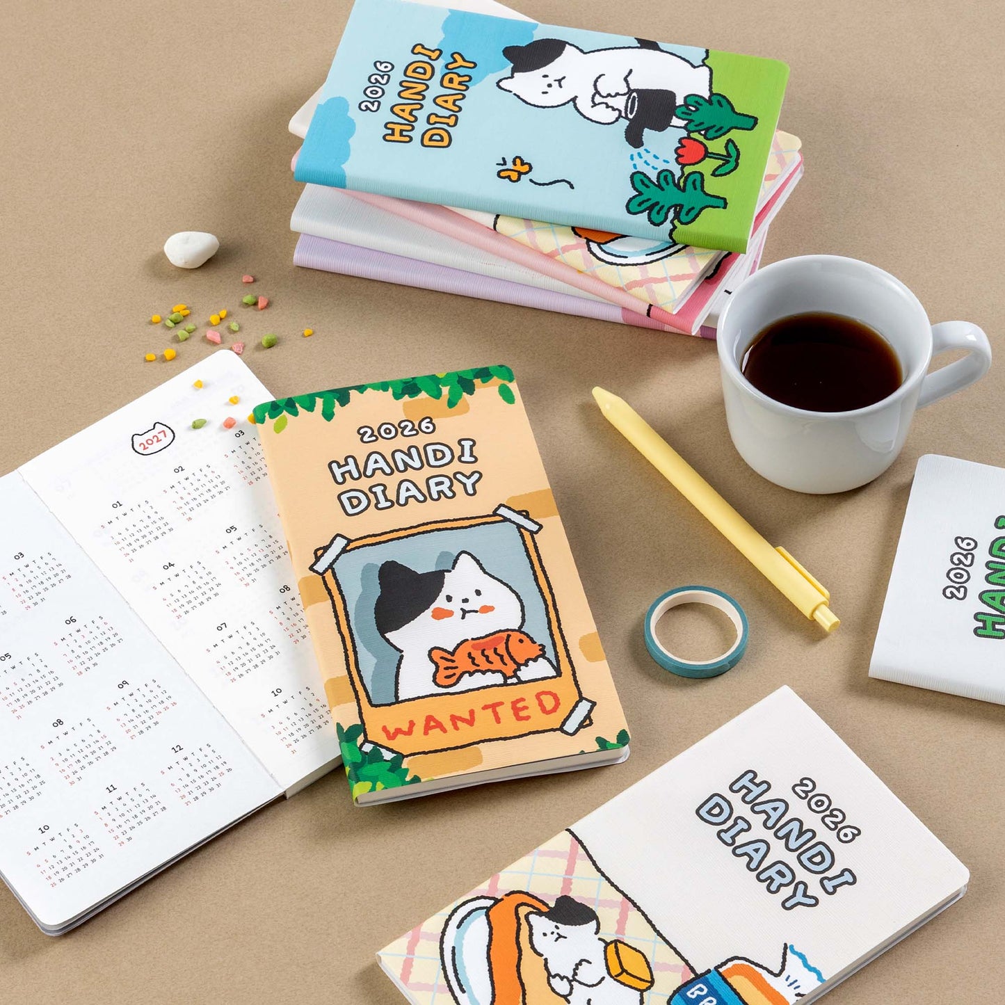2026 Handy Diary — Cat-Themed Illustrated Planner (Random)
