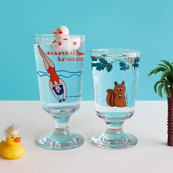 1537  Vintage Glass Cup- Large  2Pcs Gift SET Drinkware