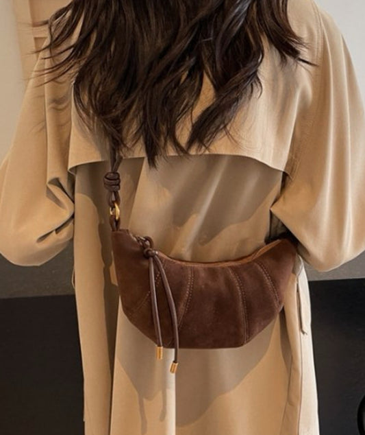 Autumn Suede Croissant Shoulder Bag