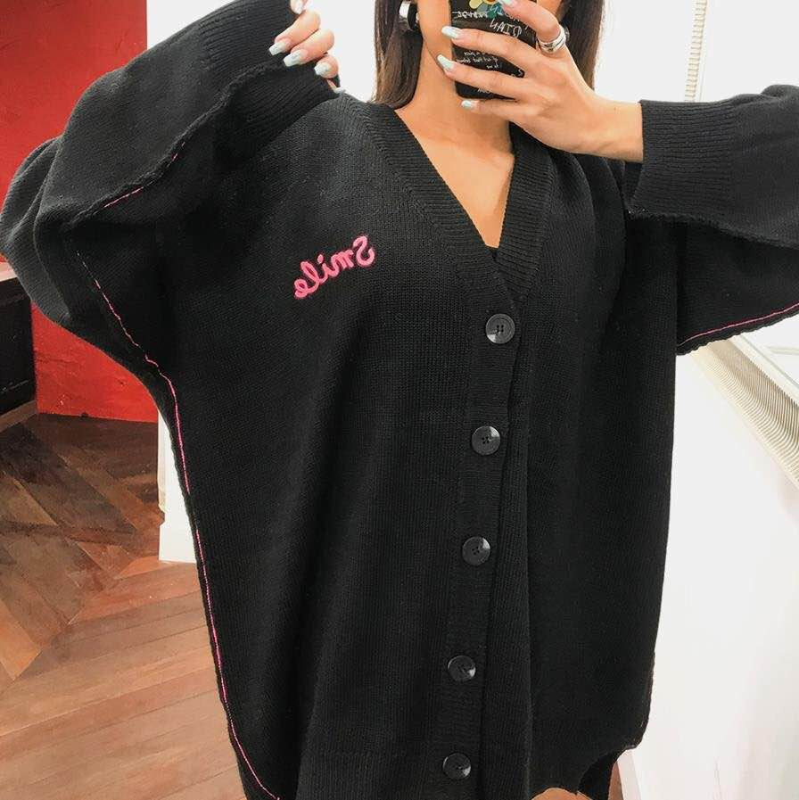 Neon smile cardigan- one size over fit - Luckyplanetusa