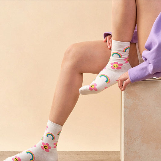 Smile Rainbow Pattern Socks - Luckyplanetusa