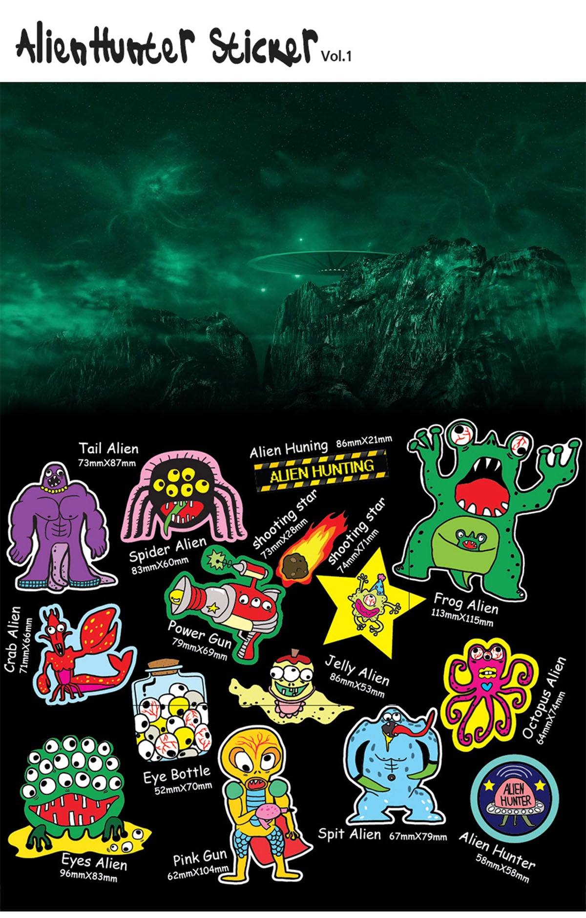 [Lucky Planet] Removable Luggage Reform Stickers - Alien Hunter - Luckyplanetusa