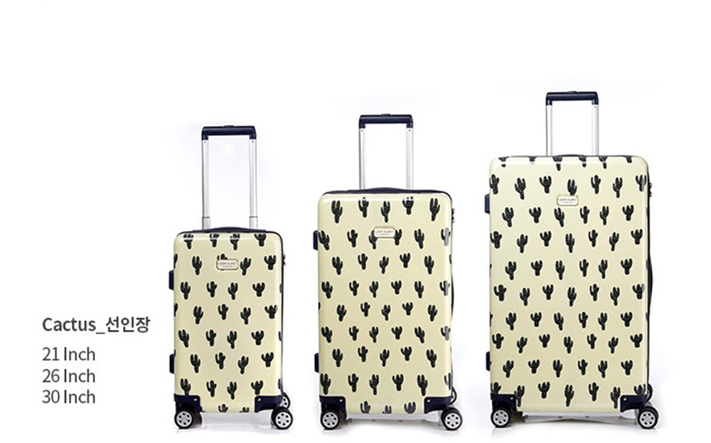[RESTOCK][Lucky Planet] Cactus Pattern Print Hard Case Luggage Set - 21+26+30 inch Full set - Luckyplanetusa