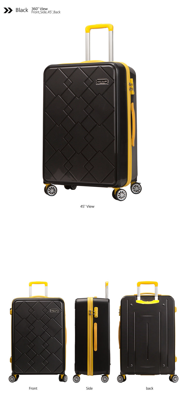 [Lucky Planet]  Canto Square 21-inch Hard Case Luggage - Luckyplanetusa