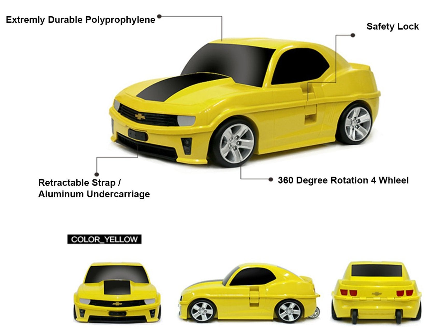 [Lucky Planet] Chevrolet Camaro Kids Suitcase - Luckyplanetusa