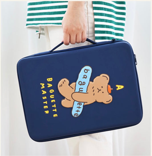 Baguette Bear Eva hard case with handle 13” laptop pouch