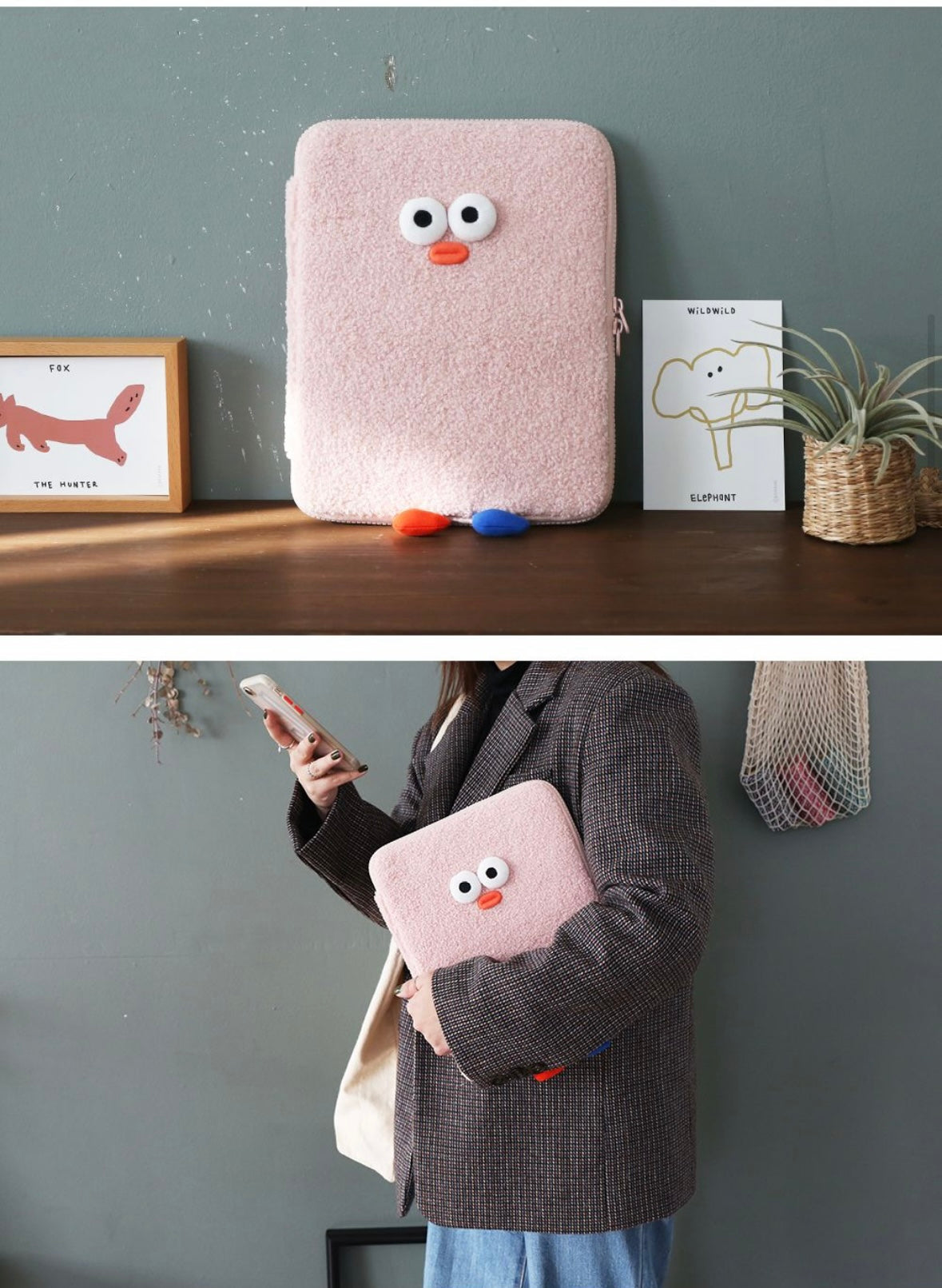 Pompom Boucle 11”laptop pouch