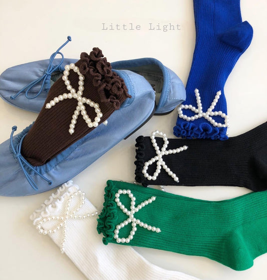 Pearl Ribbon Socks