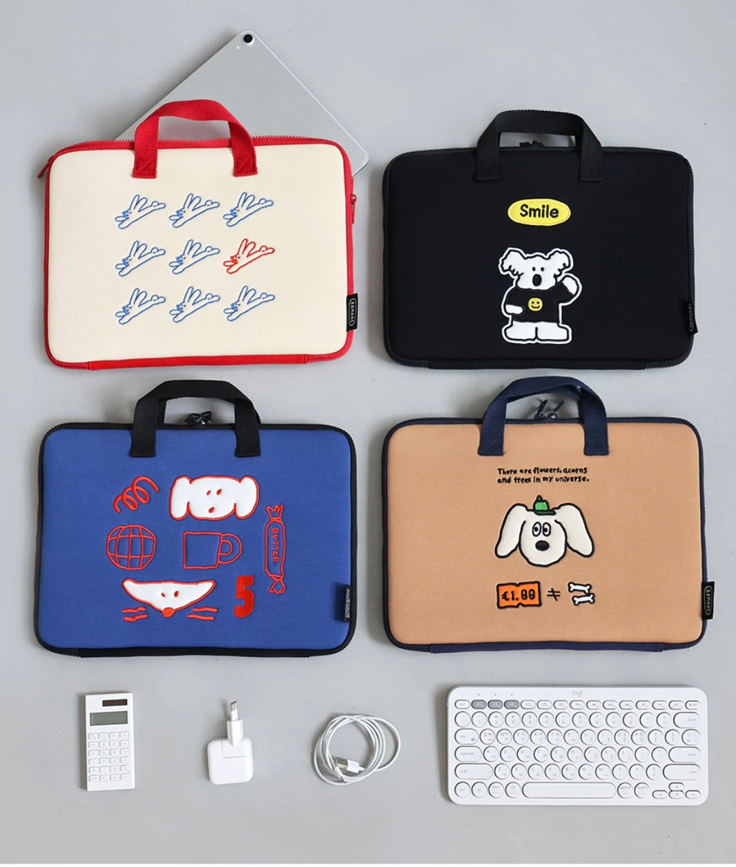 Romane 13” wide laptop pouch with handle